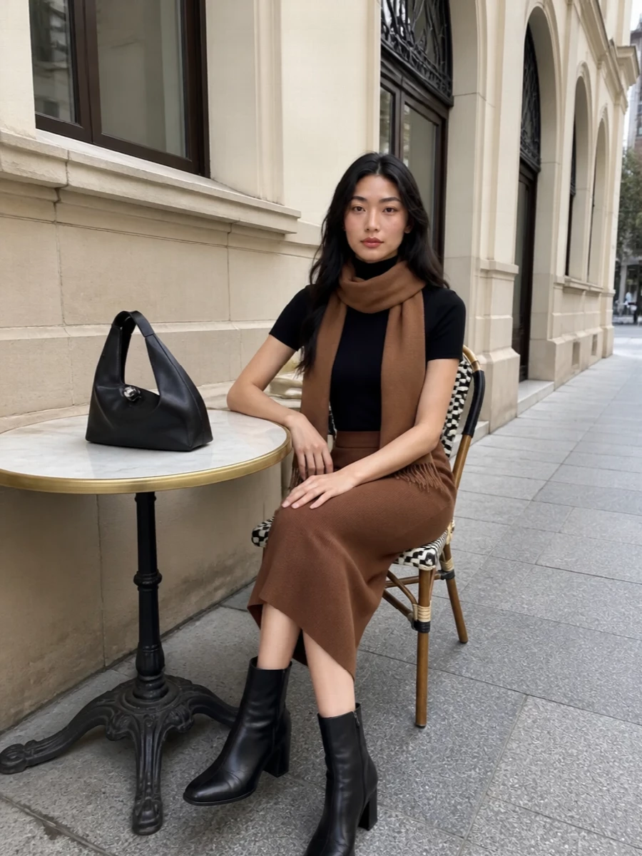 Max mara ribbed midi skirt black knit marni boots