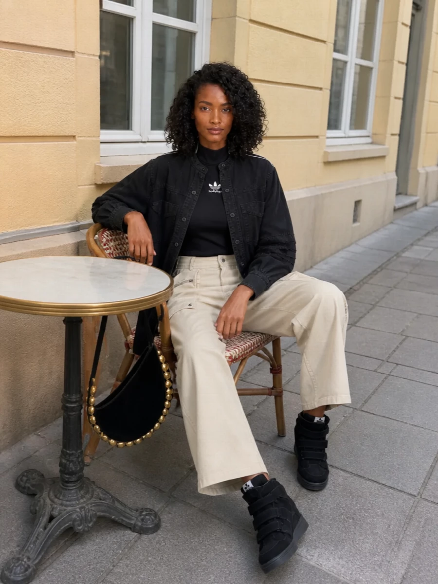 Isabel marant utility trousers wedge sneakers outfit