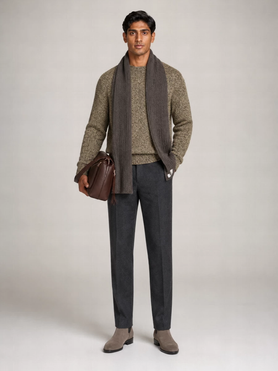 Jacquemus Merino Wool Mouliné Crew Neck Sweater
