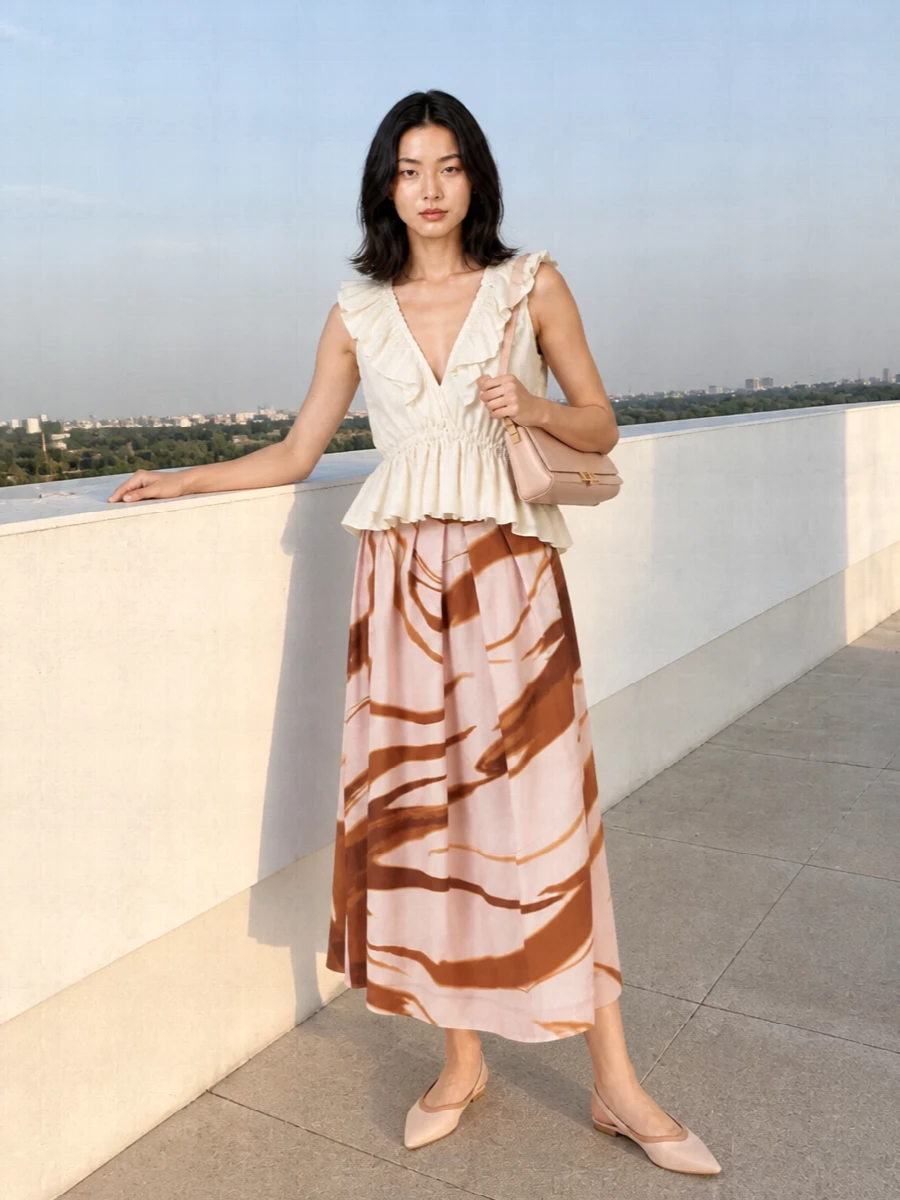 Dries van noten romantic blush midi skirt outfit