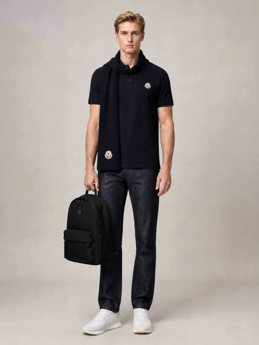 Moncler cotton piqué short-sleeve polo shirt