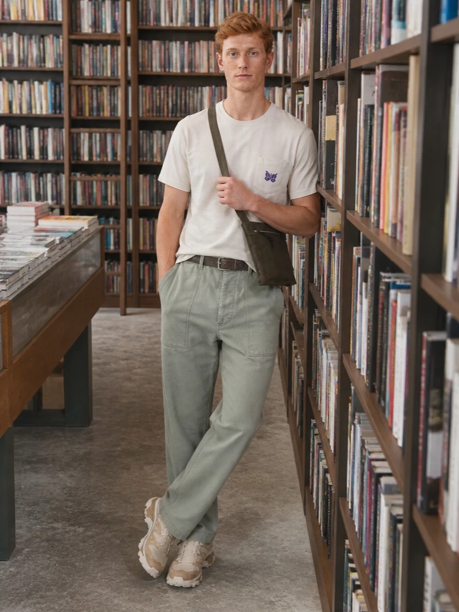 Needles sage pants new balance runners outfit