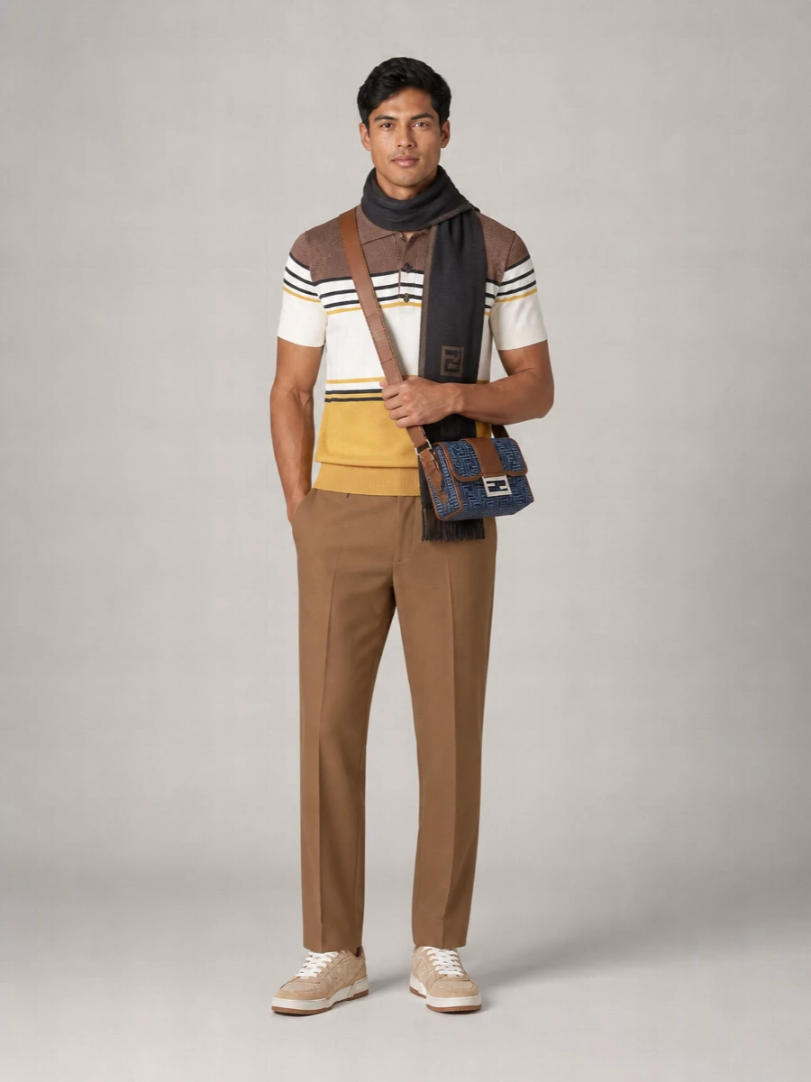 Fendi Striped Polo Shirt