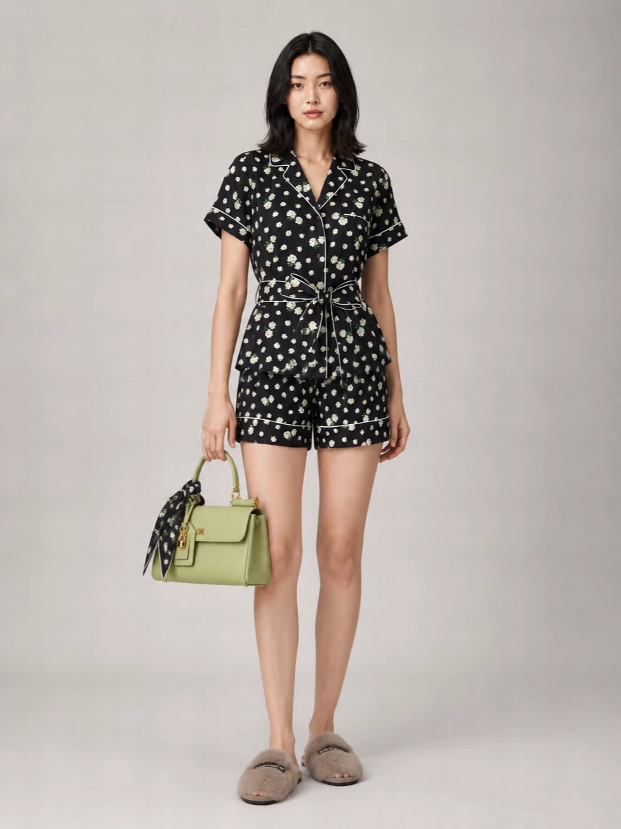 Dolce&Gabbana Silk Floral-Print Short-Sleeve Pyjama Shirt