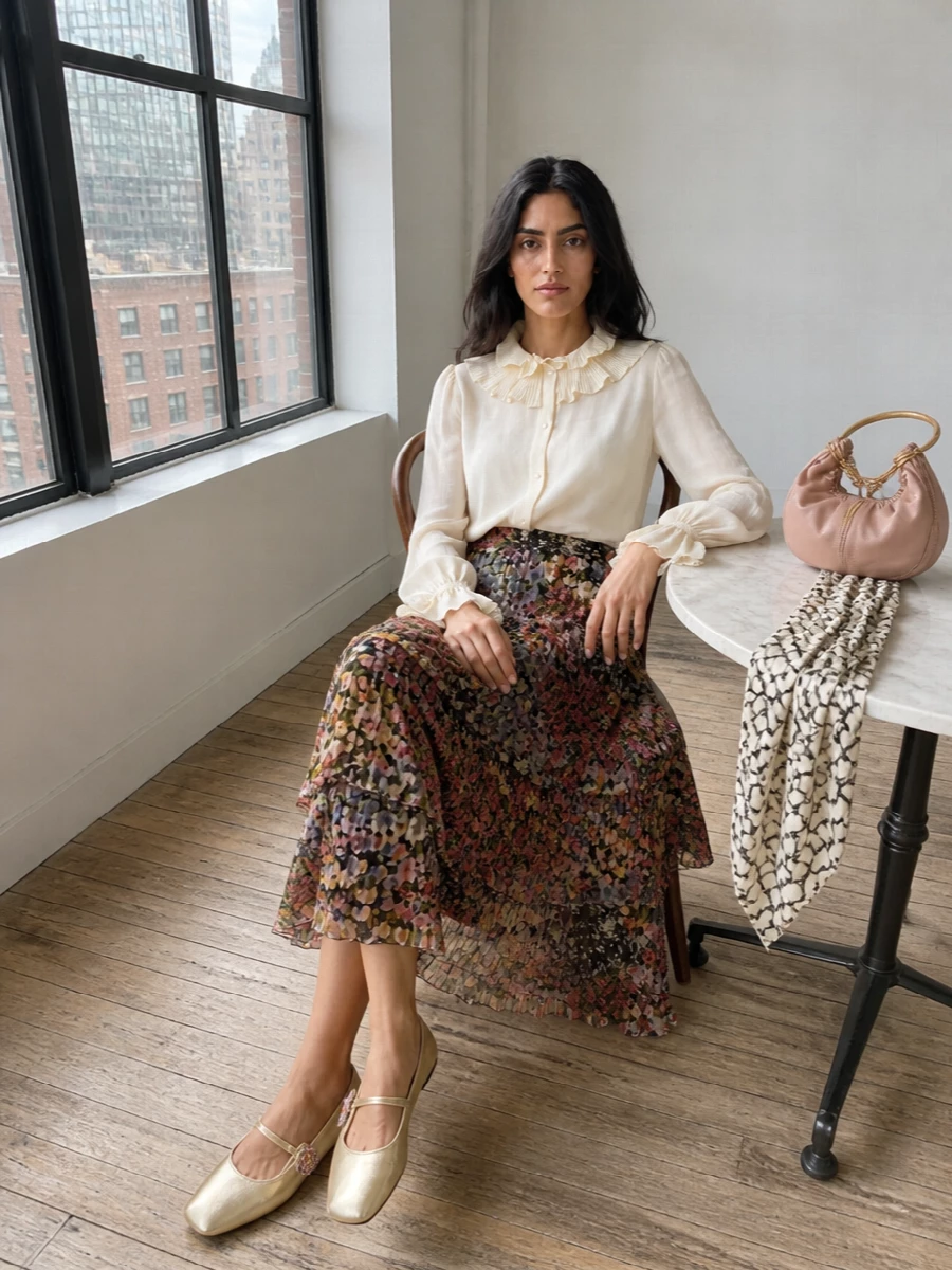 Valentino floral tiered skirt summer outfit