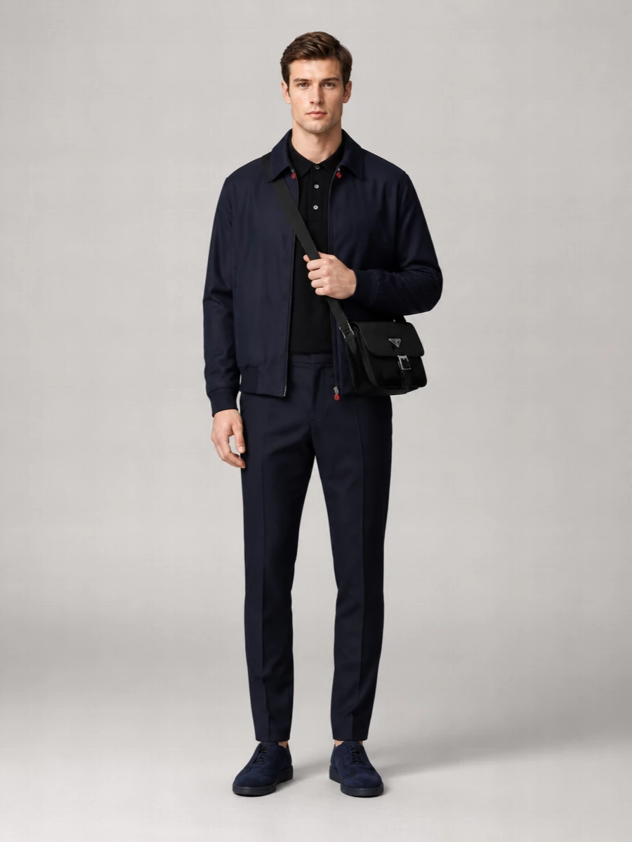 Kiton Wool Cashmere Ribbed Bomber Jacket