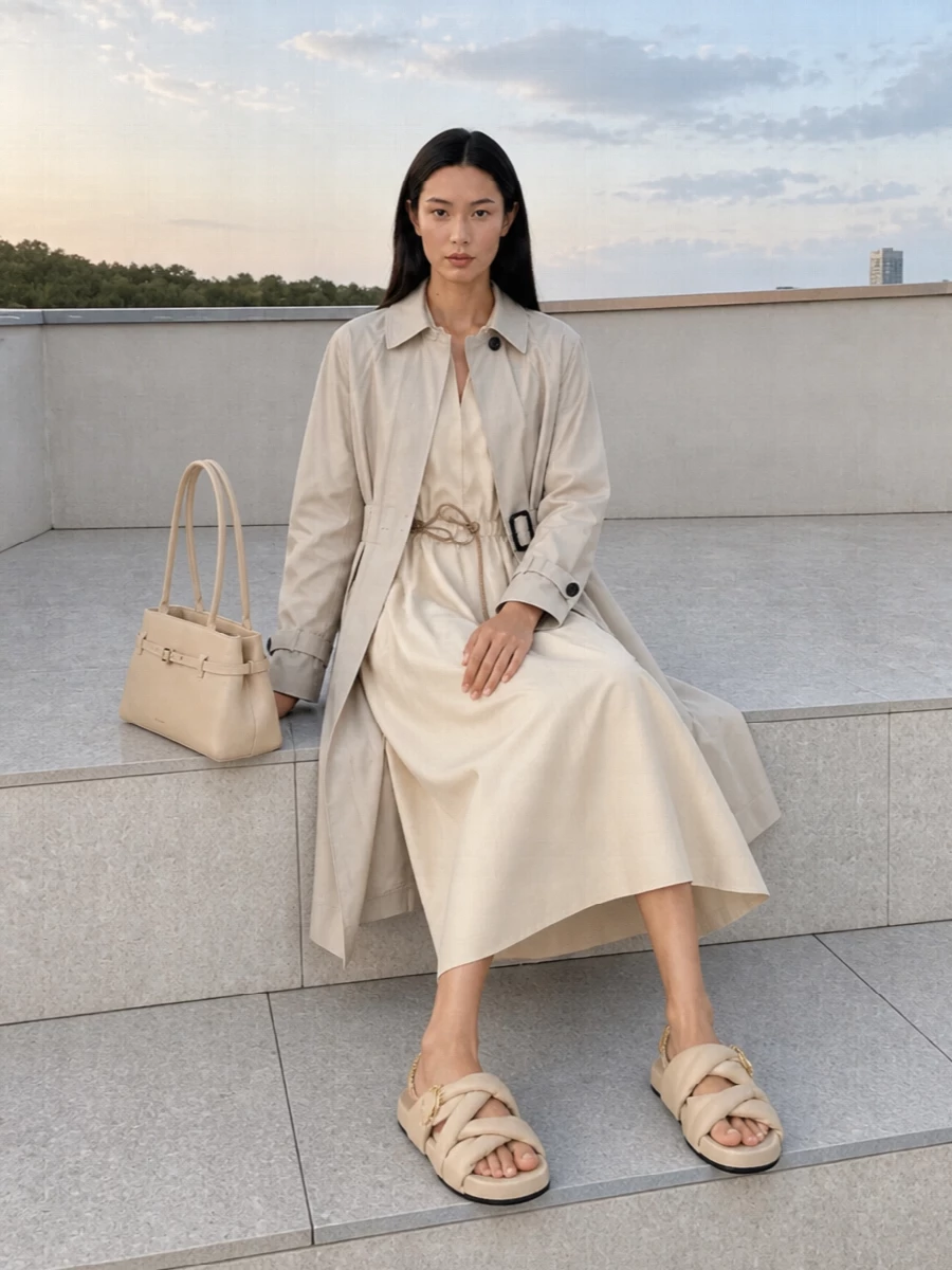 Max mara beige trench shirt dress outfit