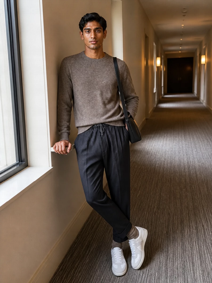 Maison margiela taupe sweater charcoal trouser