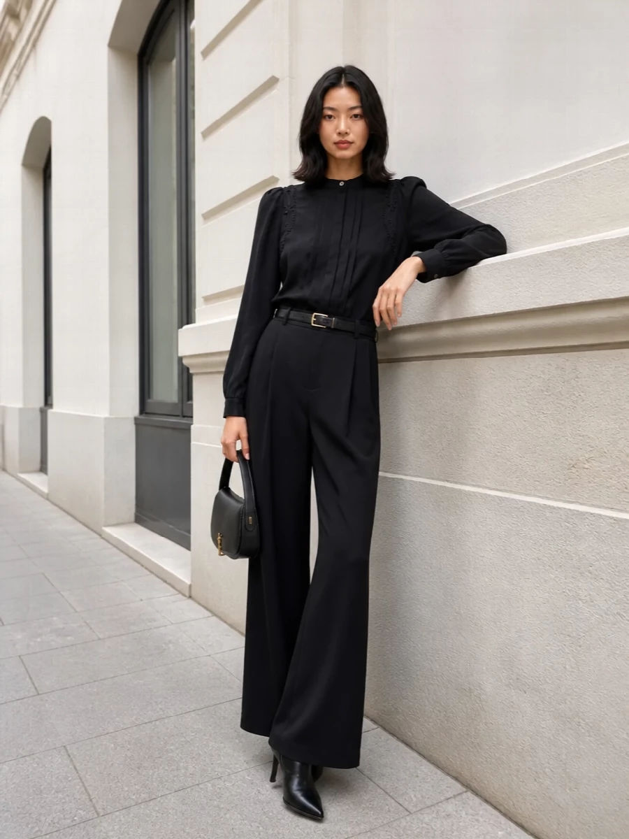 Isabel marant black blouse wide leg trousers