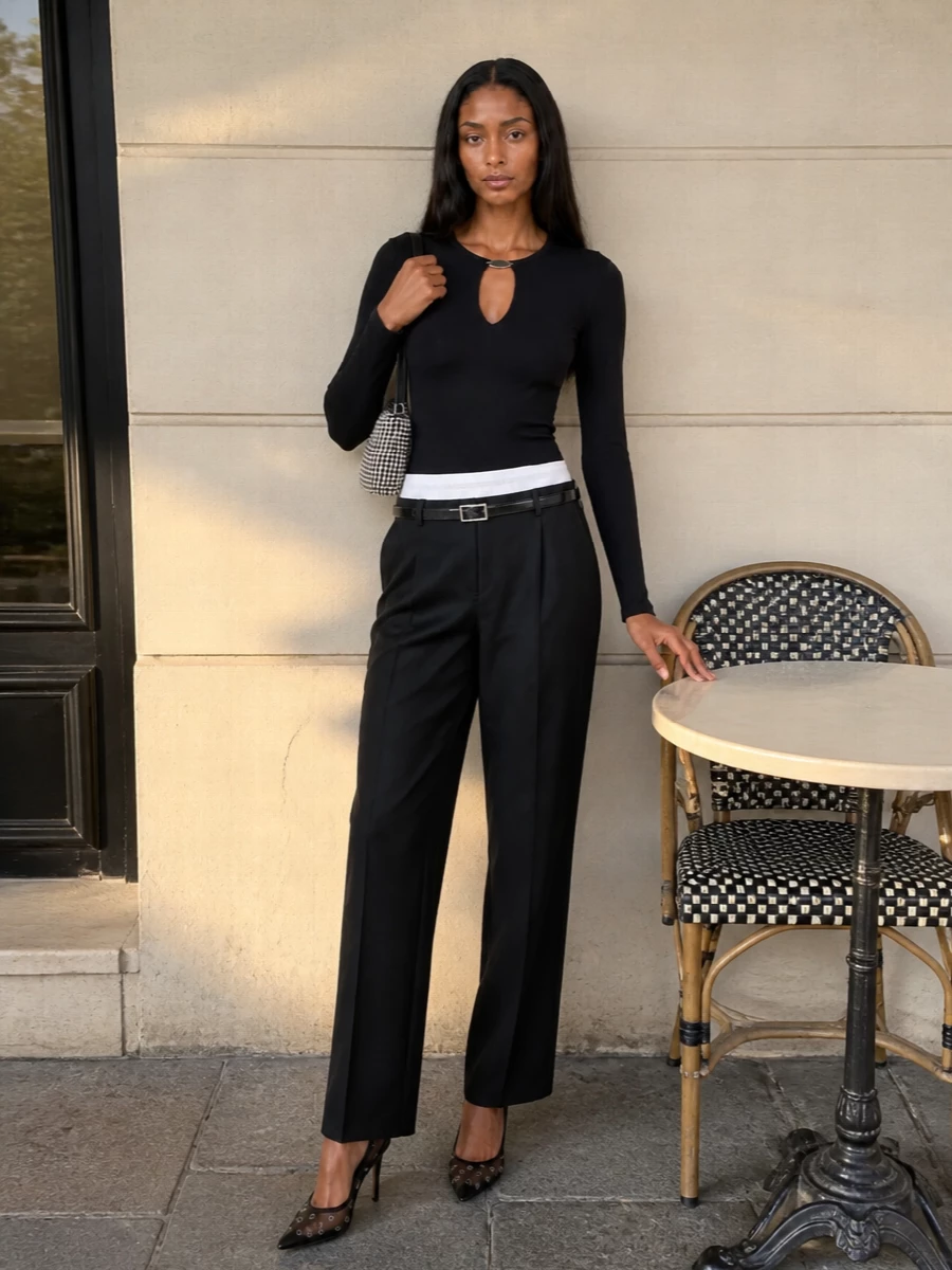 Alexander wang black trousers outfit heels