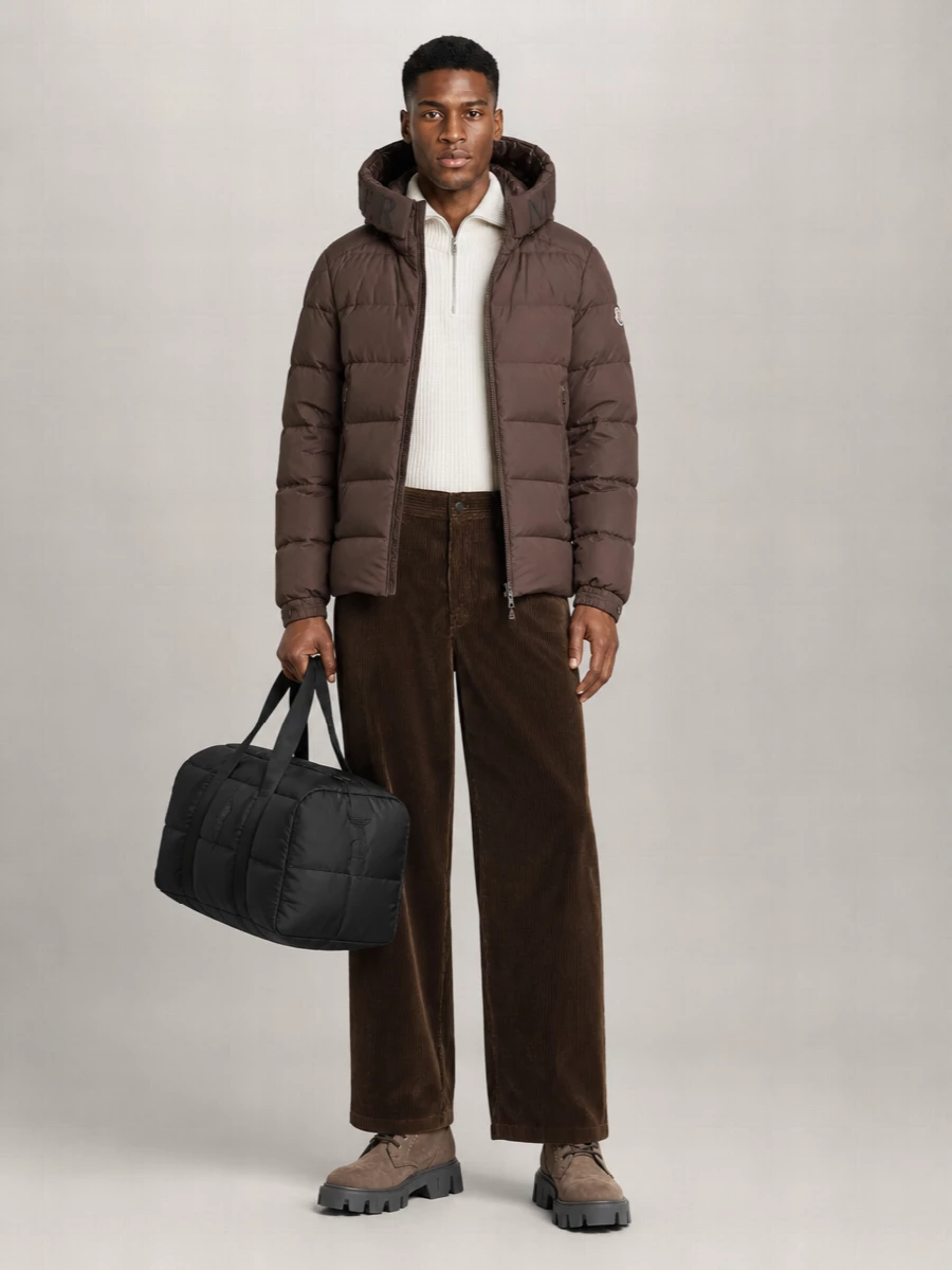 Moncler down hooded midi puffer jacket