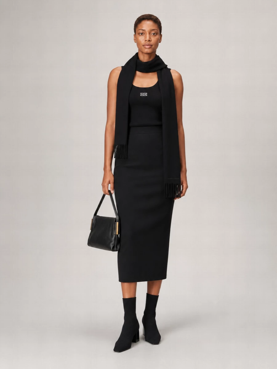 Elisabetta Franchi Ribbed Scoop Neck Knit Tank Top