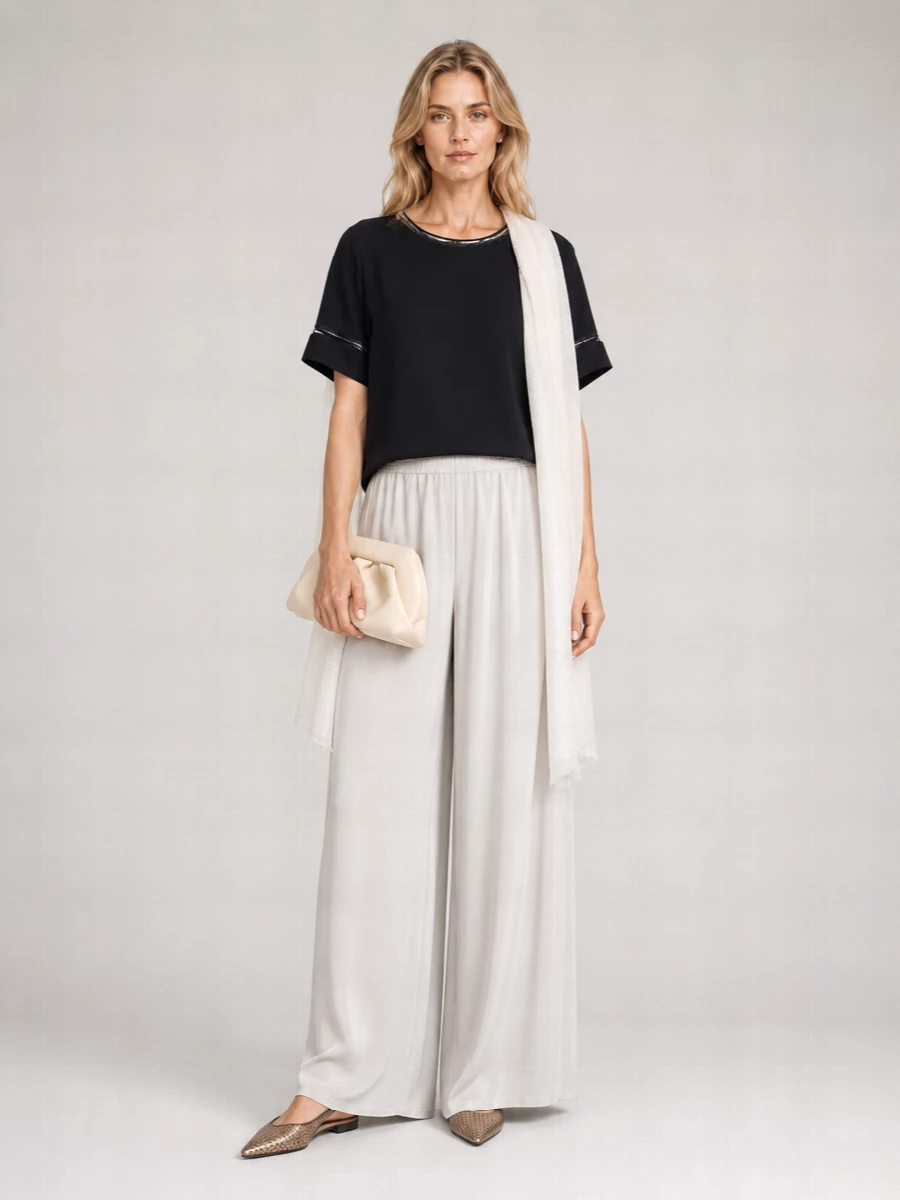 Fabiana Filippi Silk Short-Sleeve Blouse