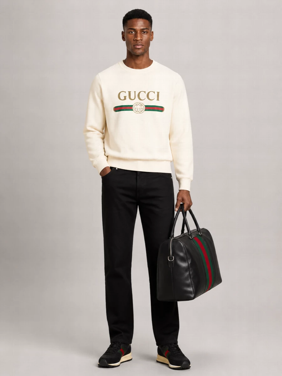 Gucci Leather And Fabric Low-Top Sneakers
