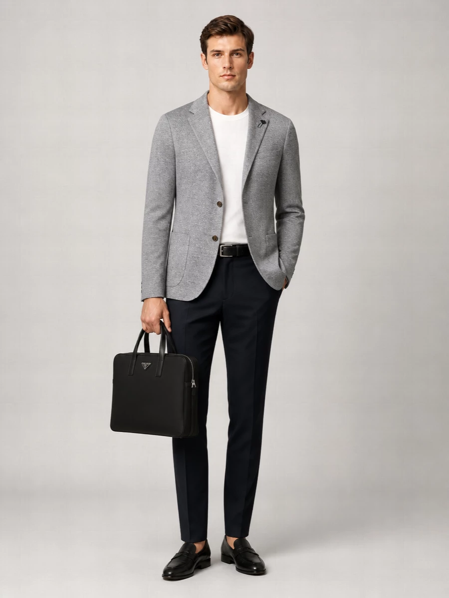 Lardini Linen Cotton Knitted Suit Jacket