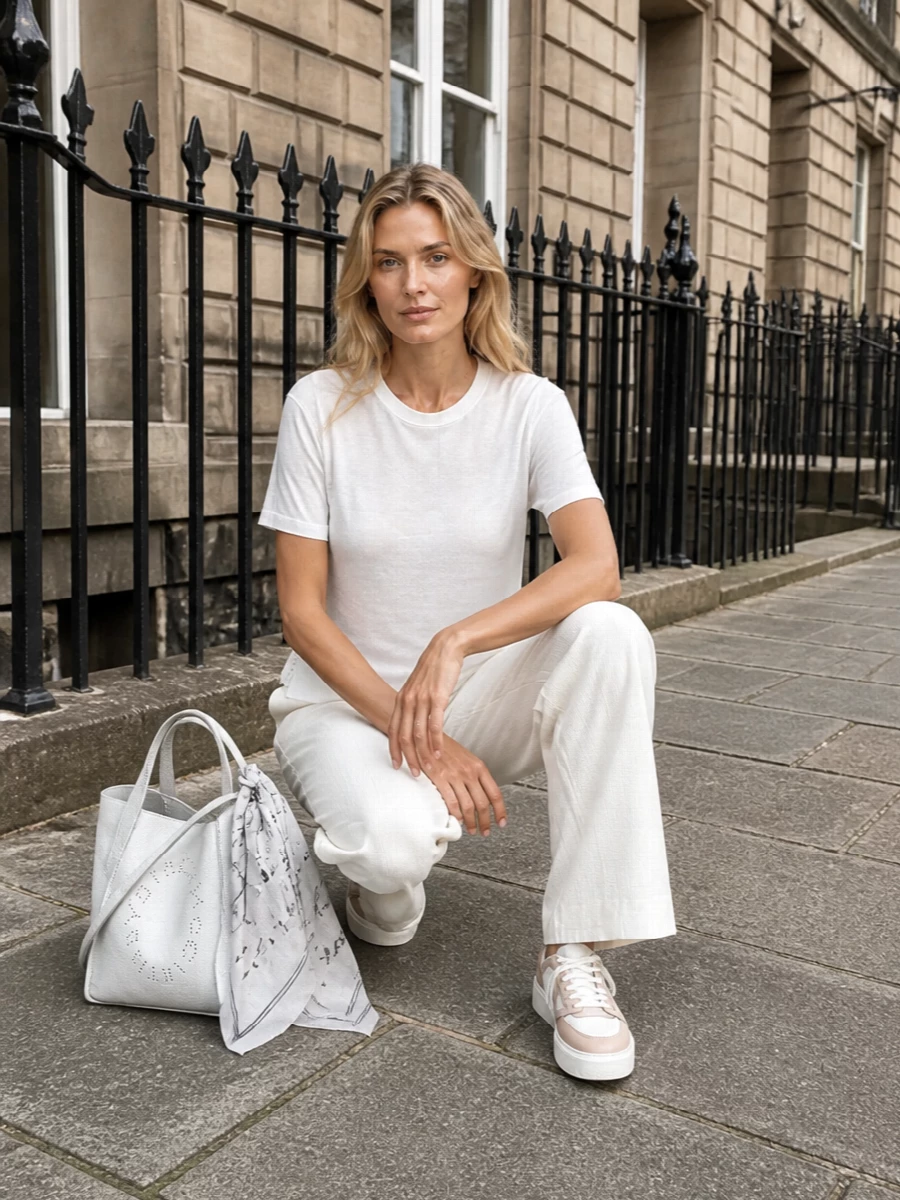 Stella mccartney ivory wide leg trousers outfit