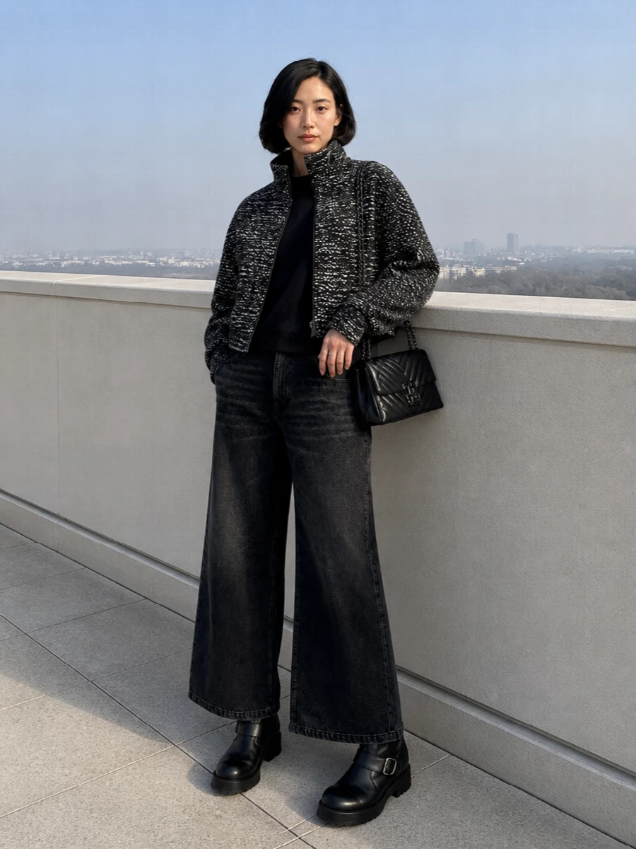 Darkpark bomber wide leg jeans balenciaga boots