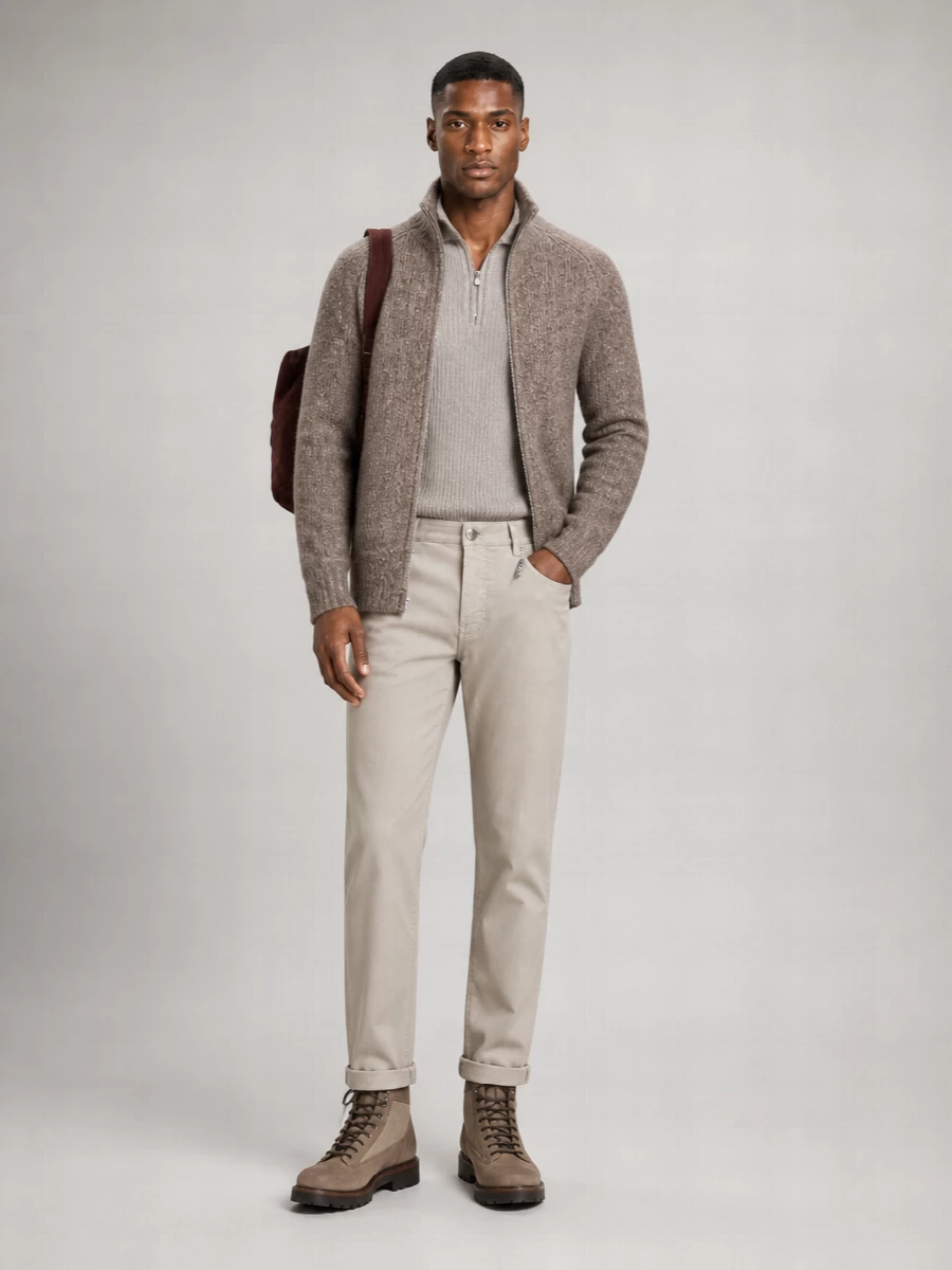 Brunello Cucinelli Cashmere Silk Zip Cardigan
