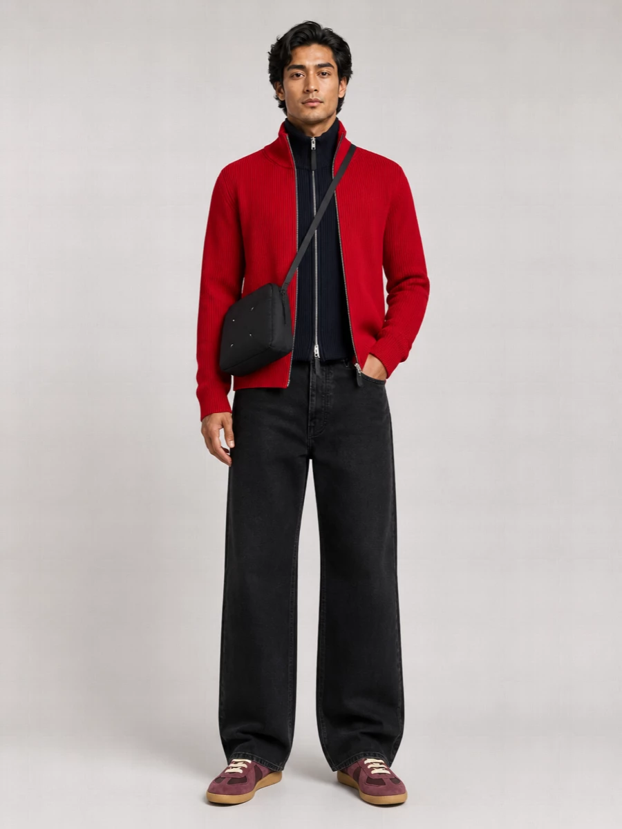 Maison Margiela Wool Blend Crewneck Jacket