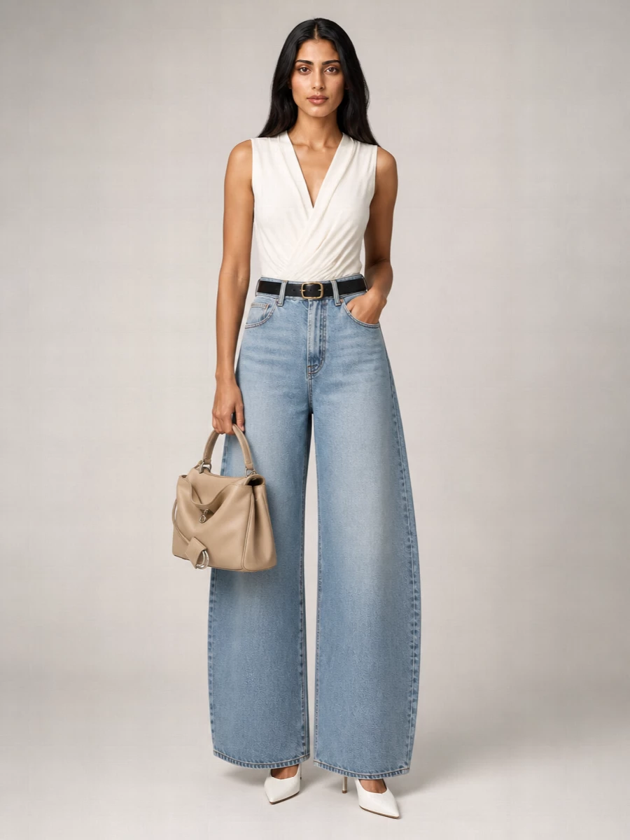 Alaïa High-Rise Wide-Leg Denim Jeans