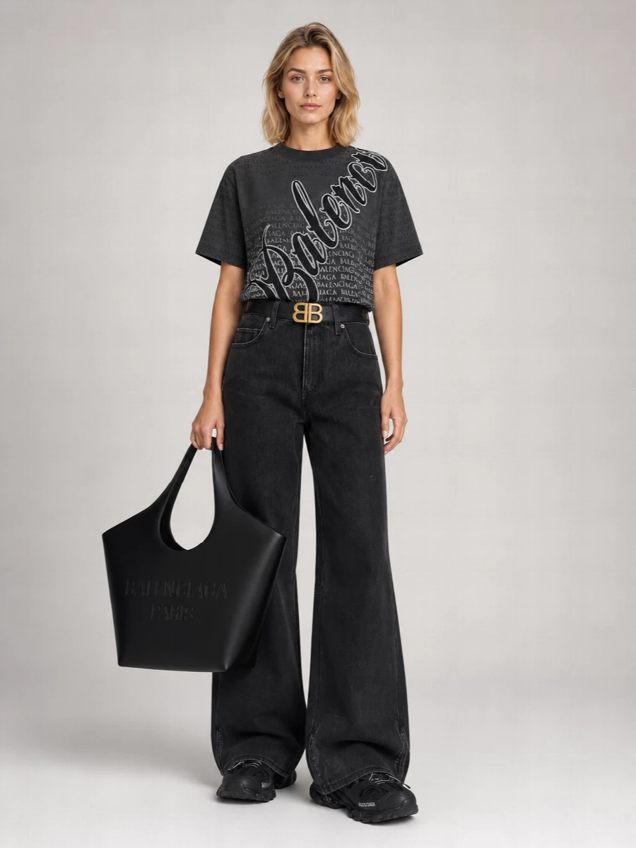 Balenciaga Cursive Cotton T-Shirt