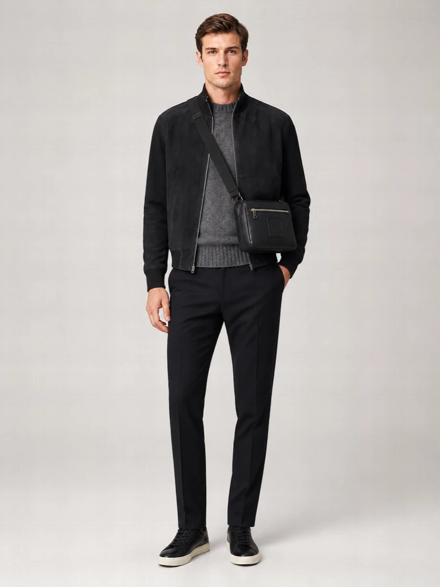 Tom Ford Suede Panel Wool Zip-Up Cardigan