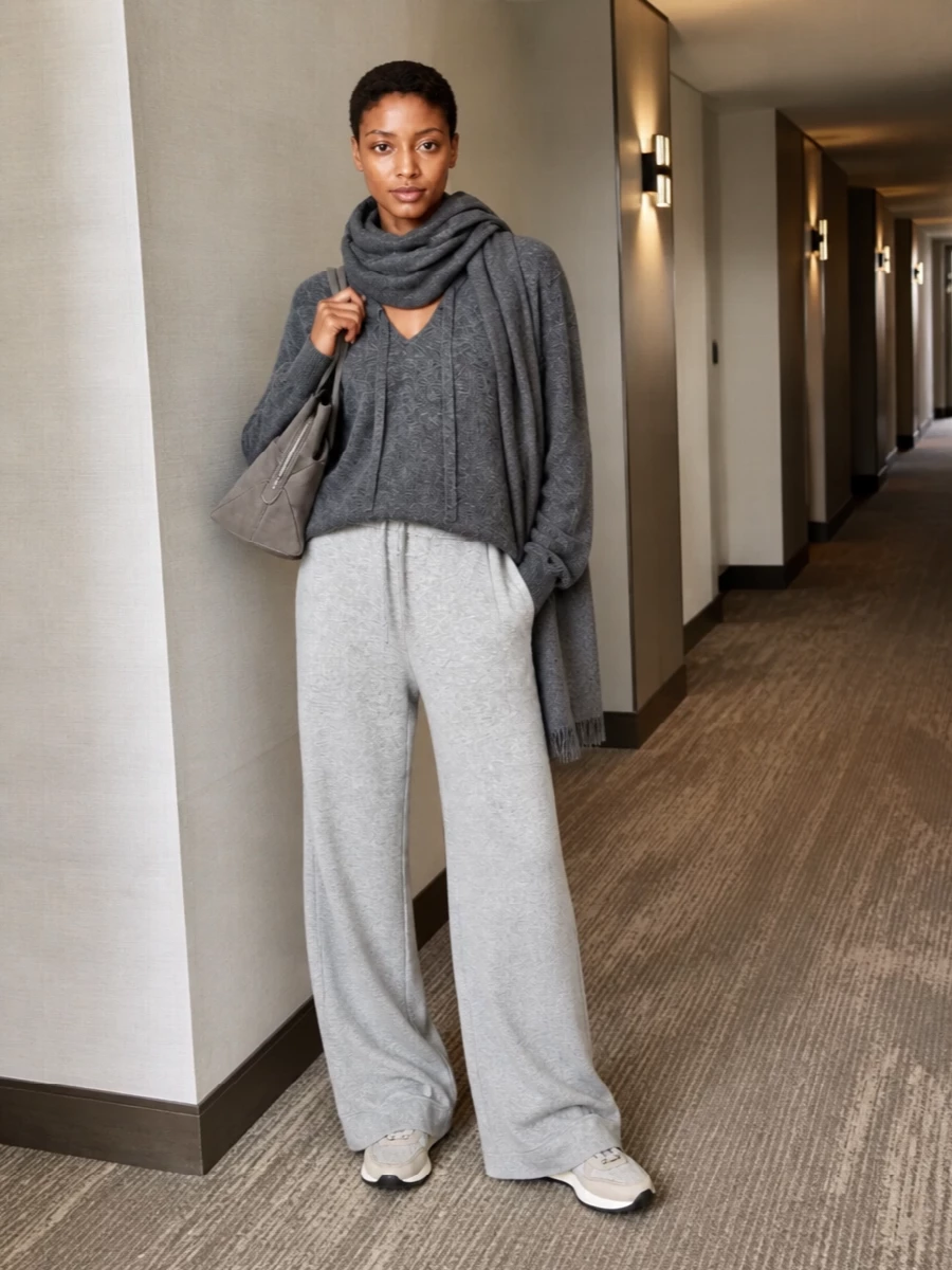 Dries van noten grey knit wide pants outfit