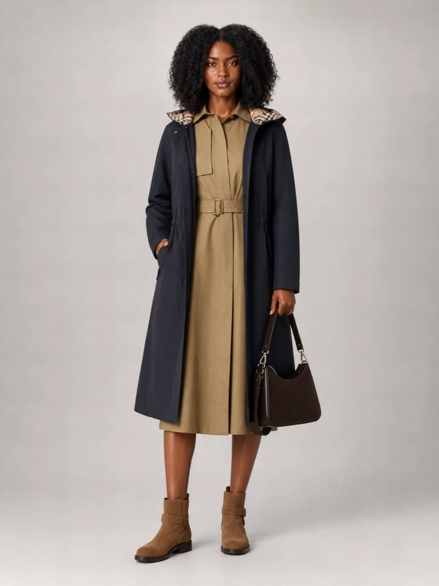 Burberry Nylon Hooded Parka Coat