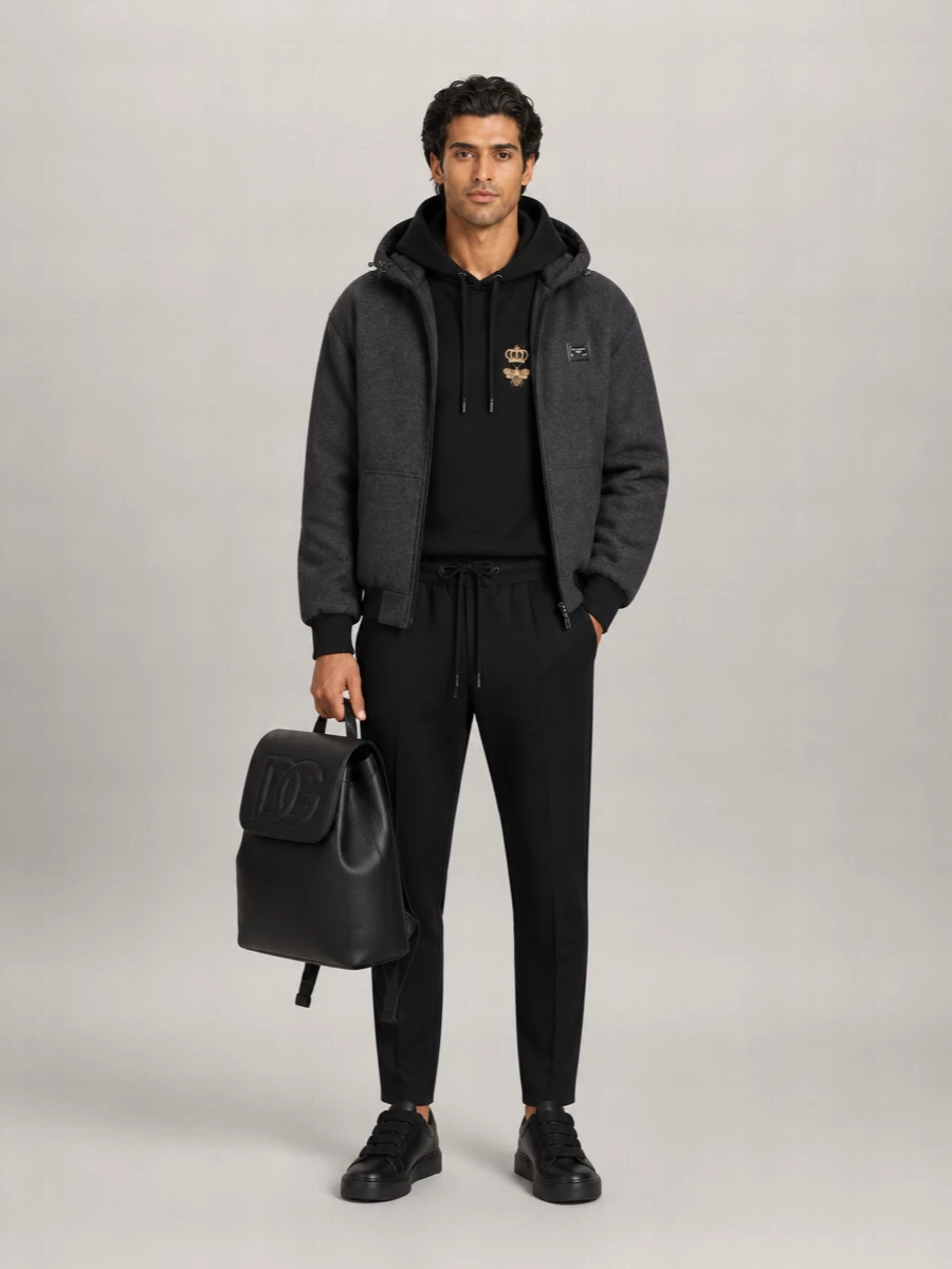Dolce&Gabbana Cashmere Blend Hooded Ribbed Jersey Jacket