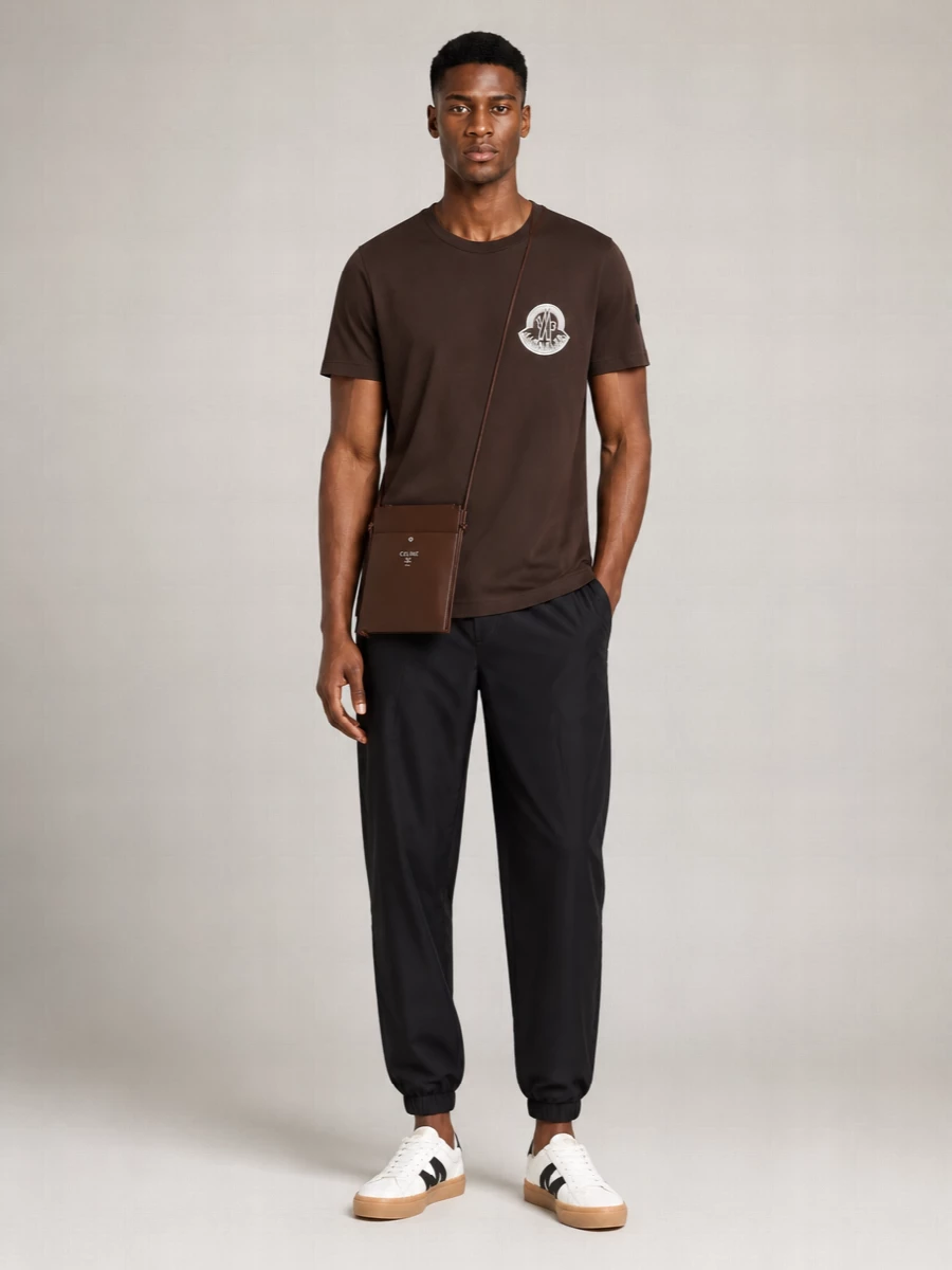 Moncler Cotton Printed Logo Crew Neck Short Sleeve T-Shirt