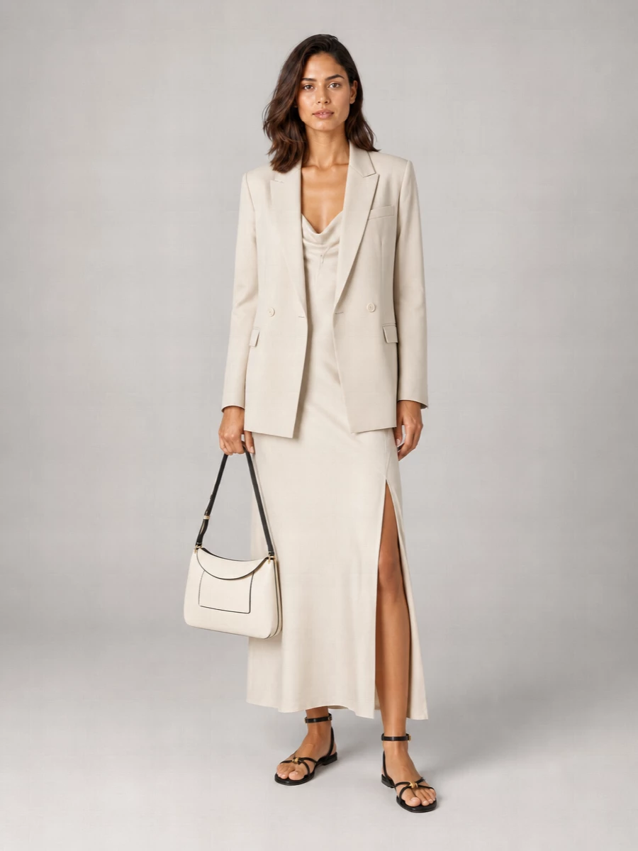 Isabel Marant Silk Crepe Oversized Double-Breasted Blazer