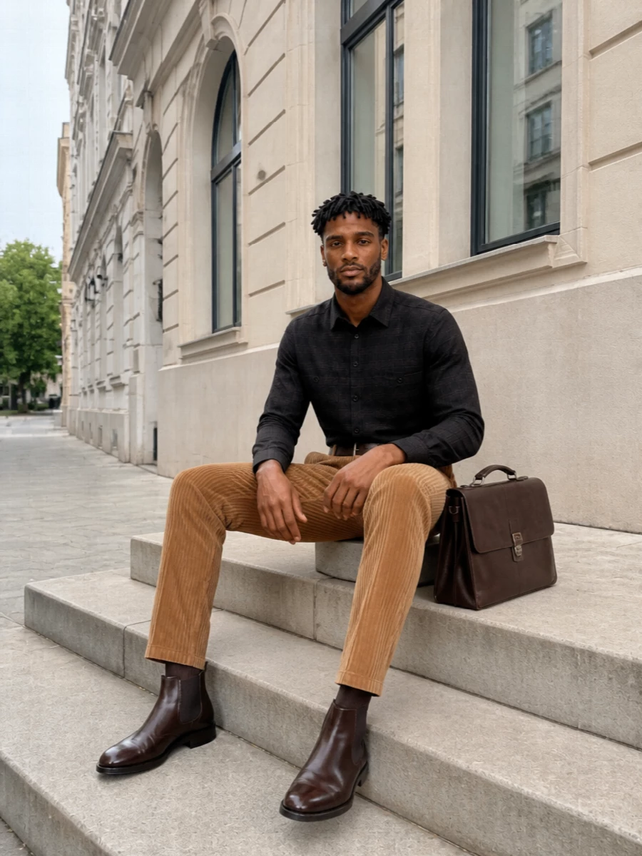 Dolce gabbana camel corduroy trousers outfit