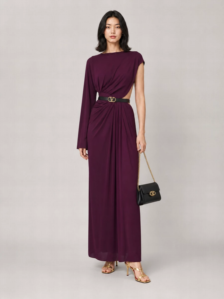 Giambattista Valli Draped Asymmetric Maxi Dress