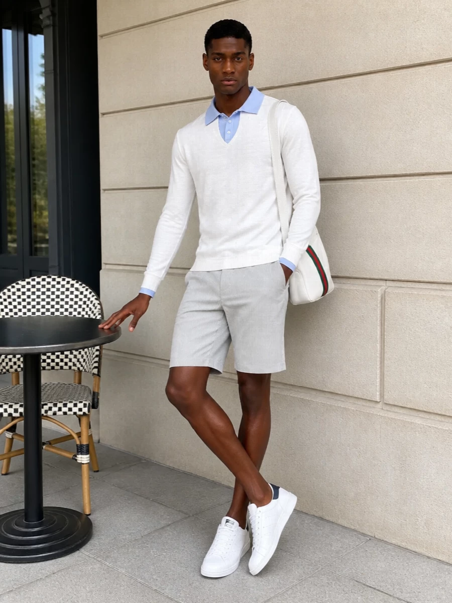 Gimaguas polo striped shorts adidas sneakers