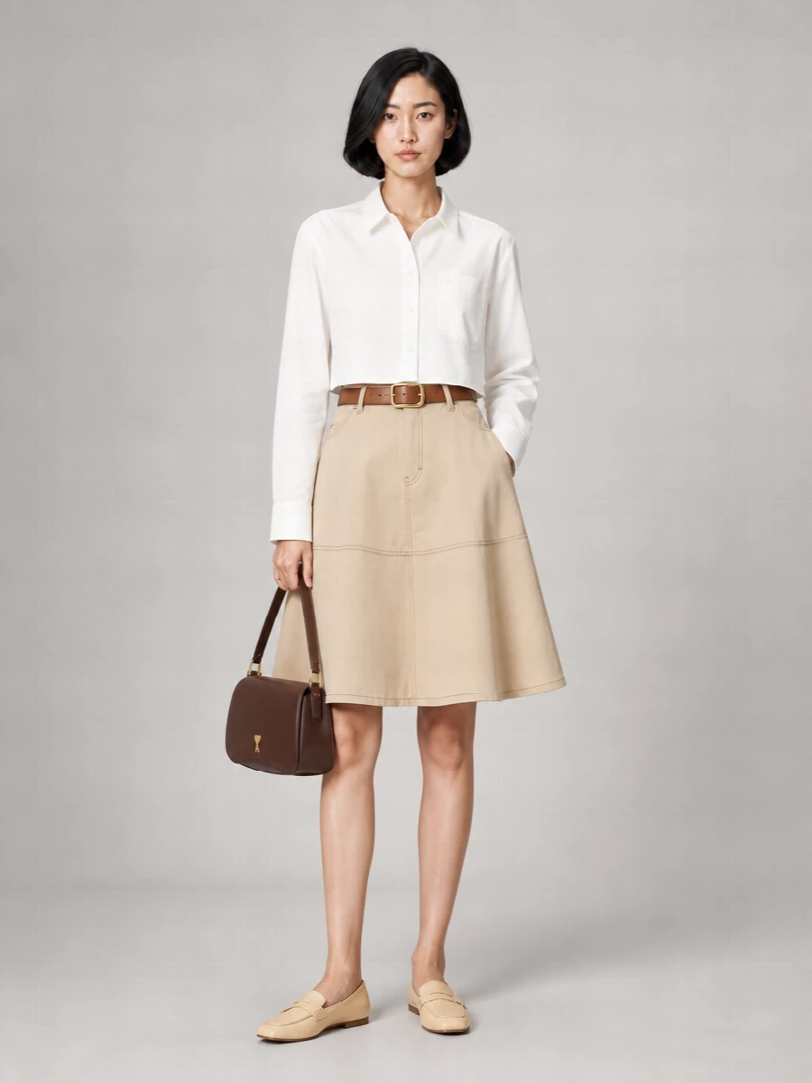 Ami Paris Denim A-Line Skirt