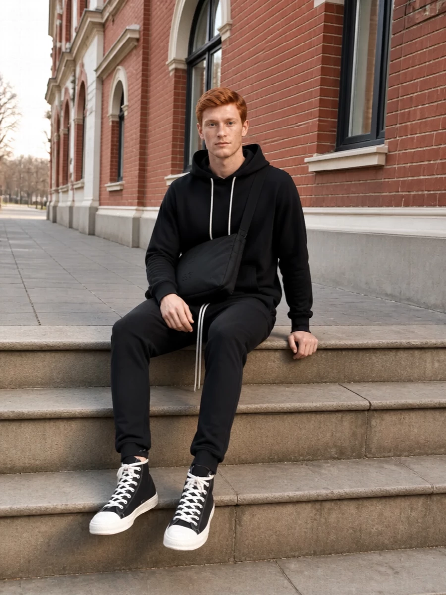 Rick owens drkshdw hoodie tapered pants outfit