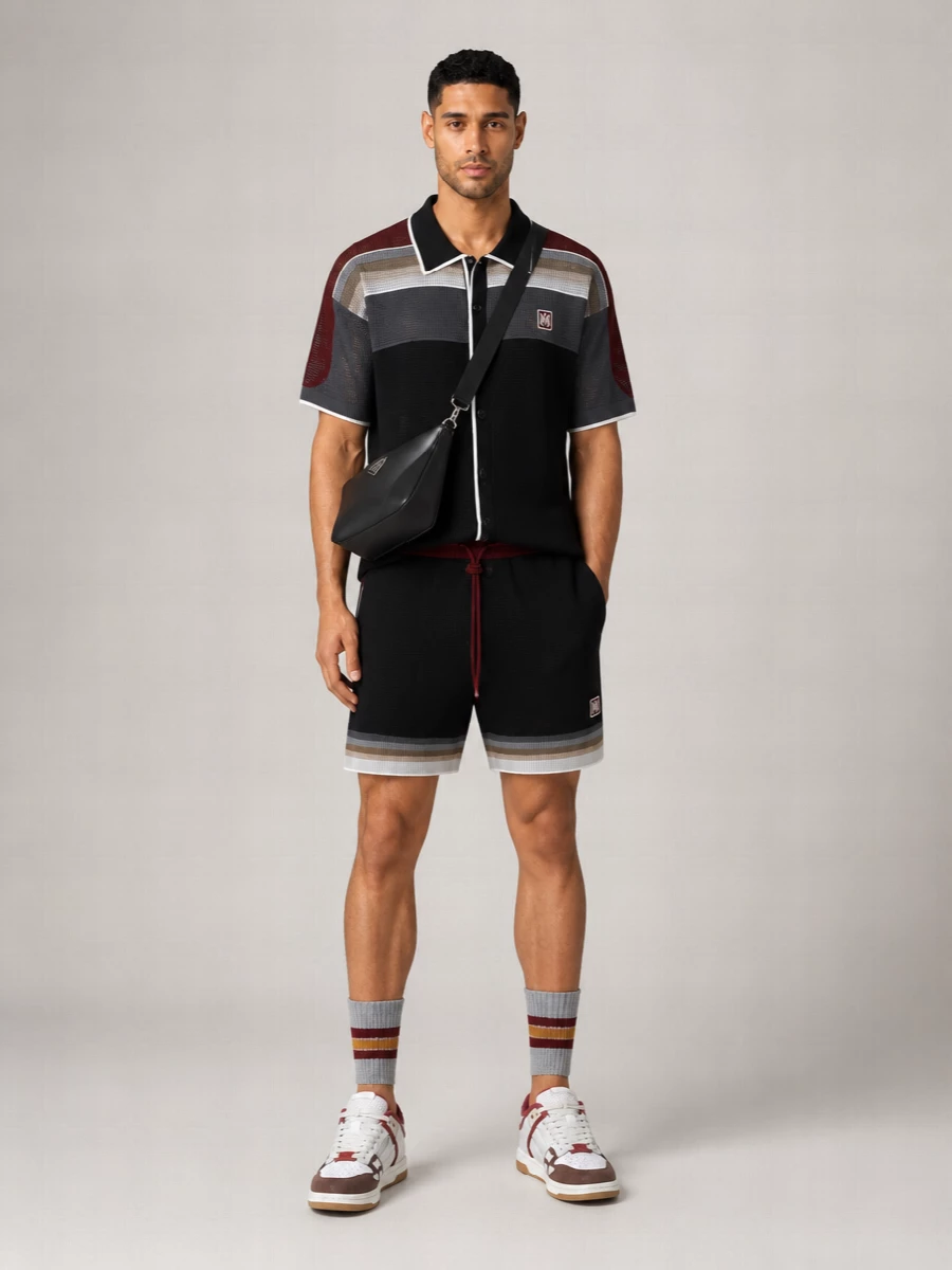 Amiri Perforated Striped Tailored Shorts