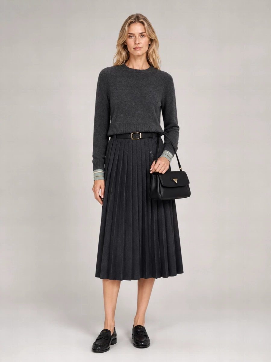 Prada Cashmere Wool Ribbed Crewneck Jumper