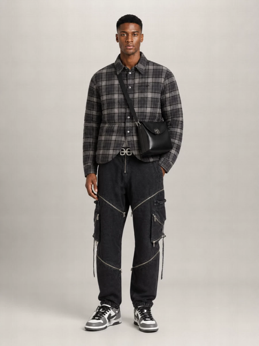 Off-White Checked Quilted Cotton Overshirt