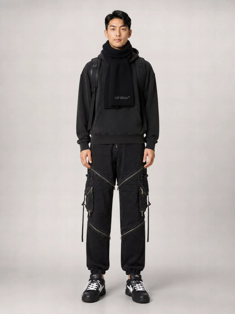 Off-White Logo-Knit Wool Scarf