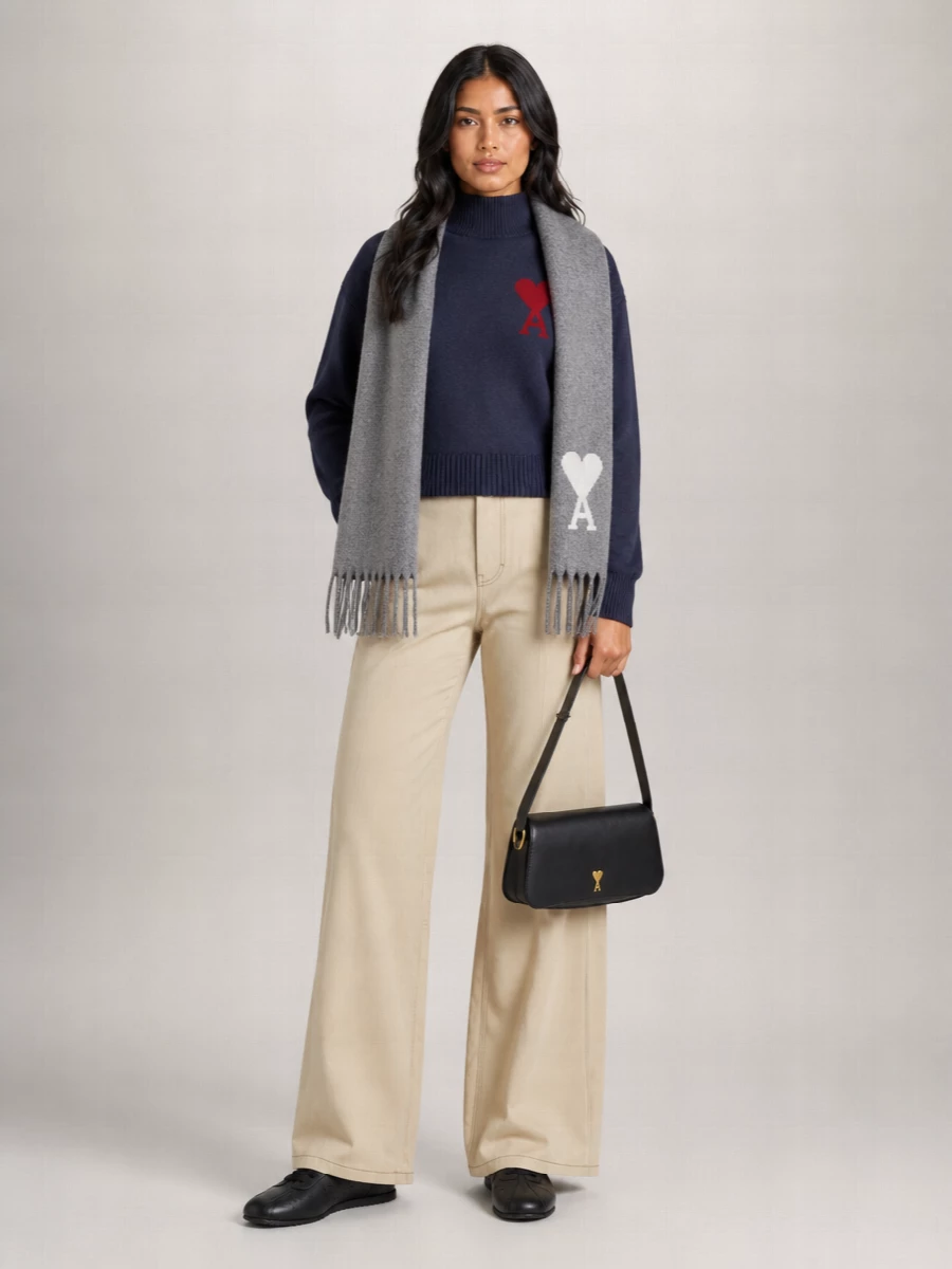 Ami Paris Wool Funnel Neck Sweater