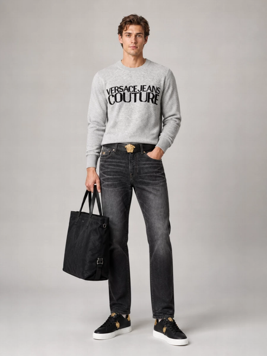 Versace Jeans Couture Cashmere-Blend Logo-Print Sweater