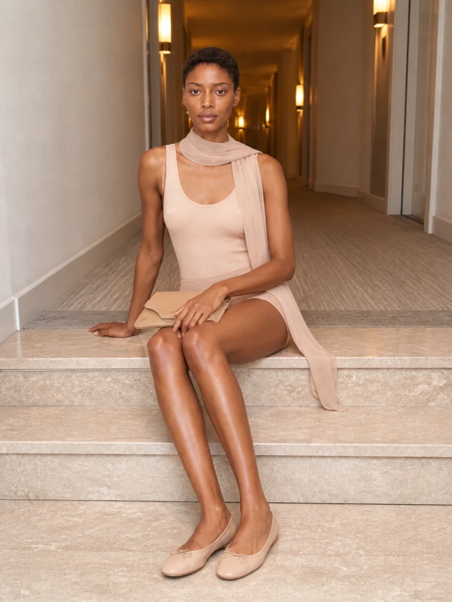 Valentino nude bag stuart weitzman flats outfit