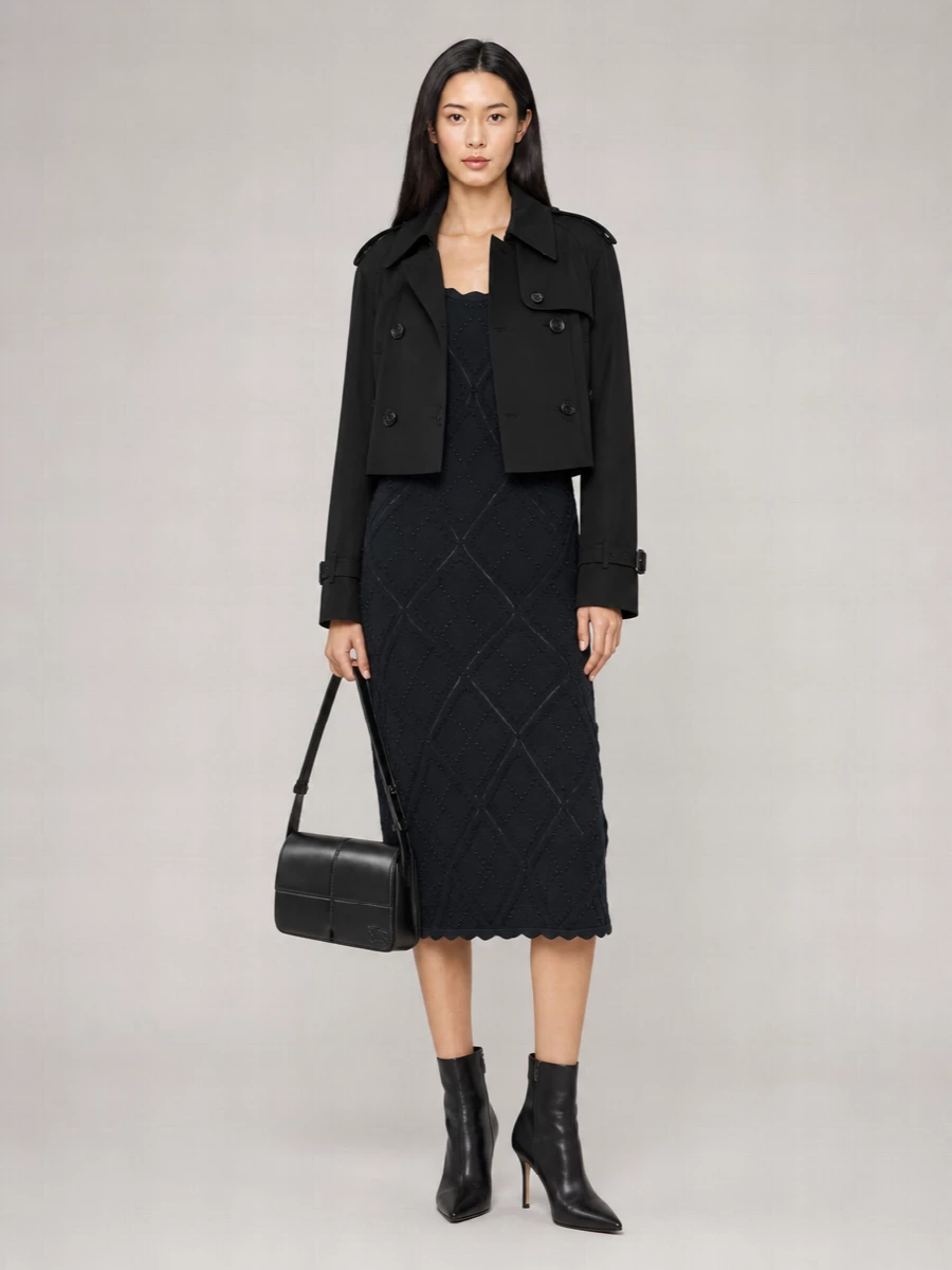 Burberry Cotton Cropped Double-Breasted Trench Jacket