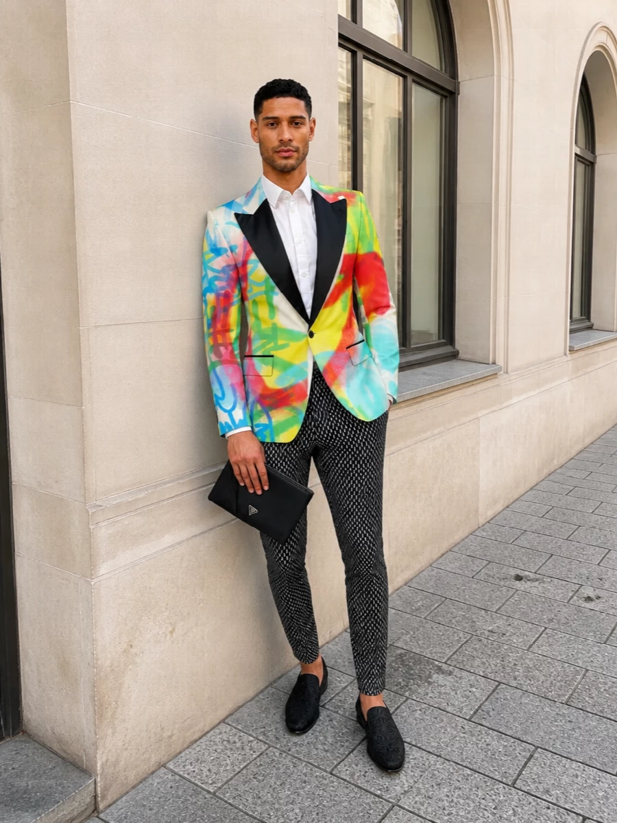 Dolce gabbana graffiti blazer evening outfit