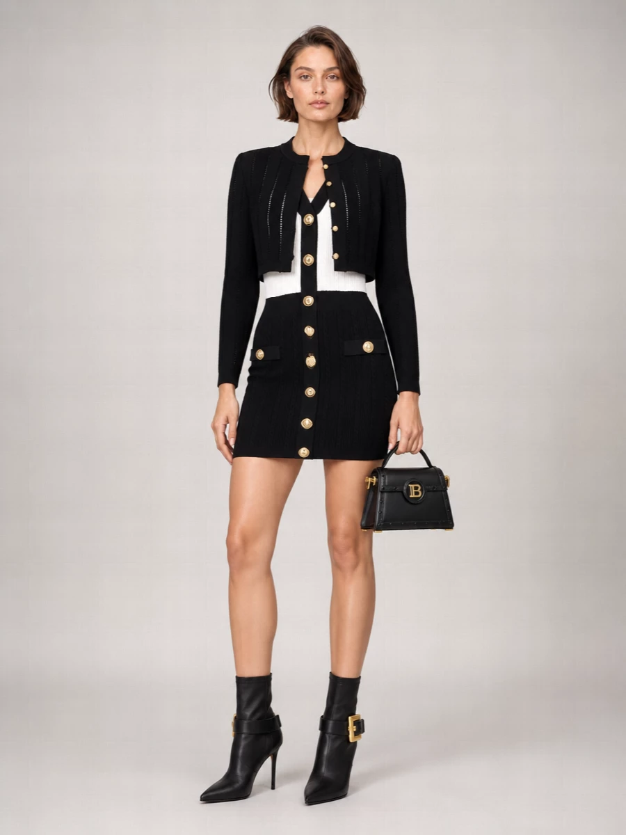 Balmain Cropped Knit Cardigan