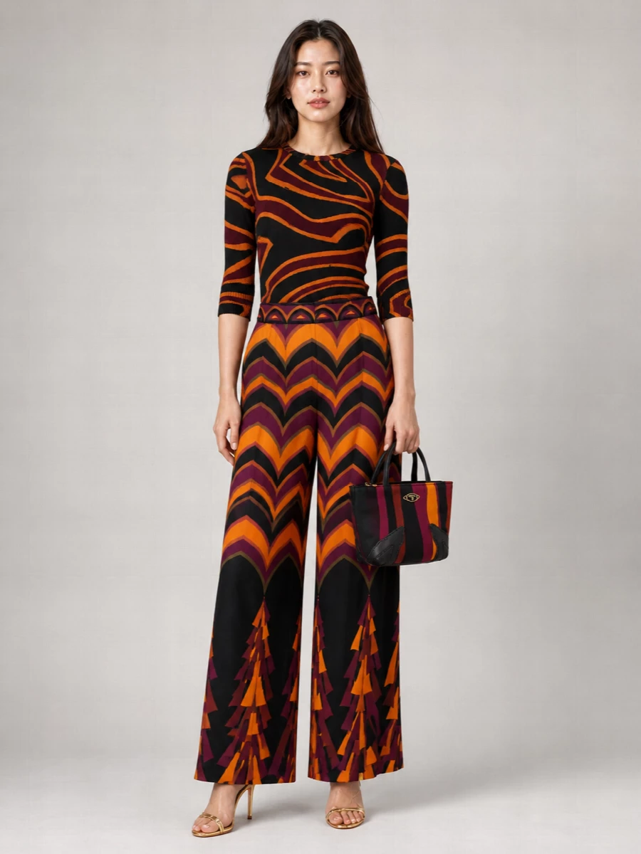 Pucci silk printed wide-leg trousers
