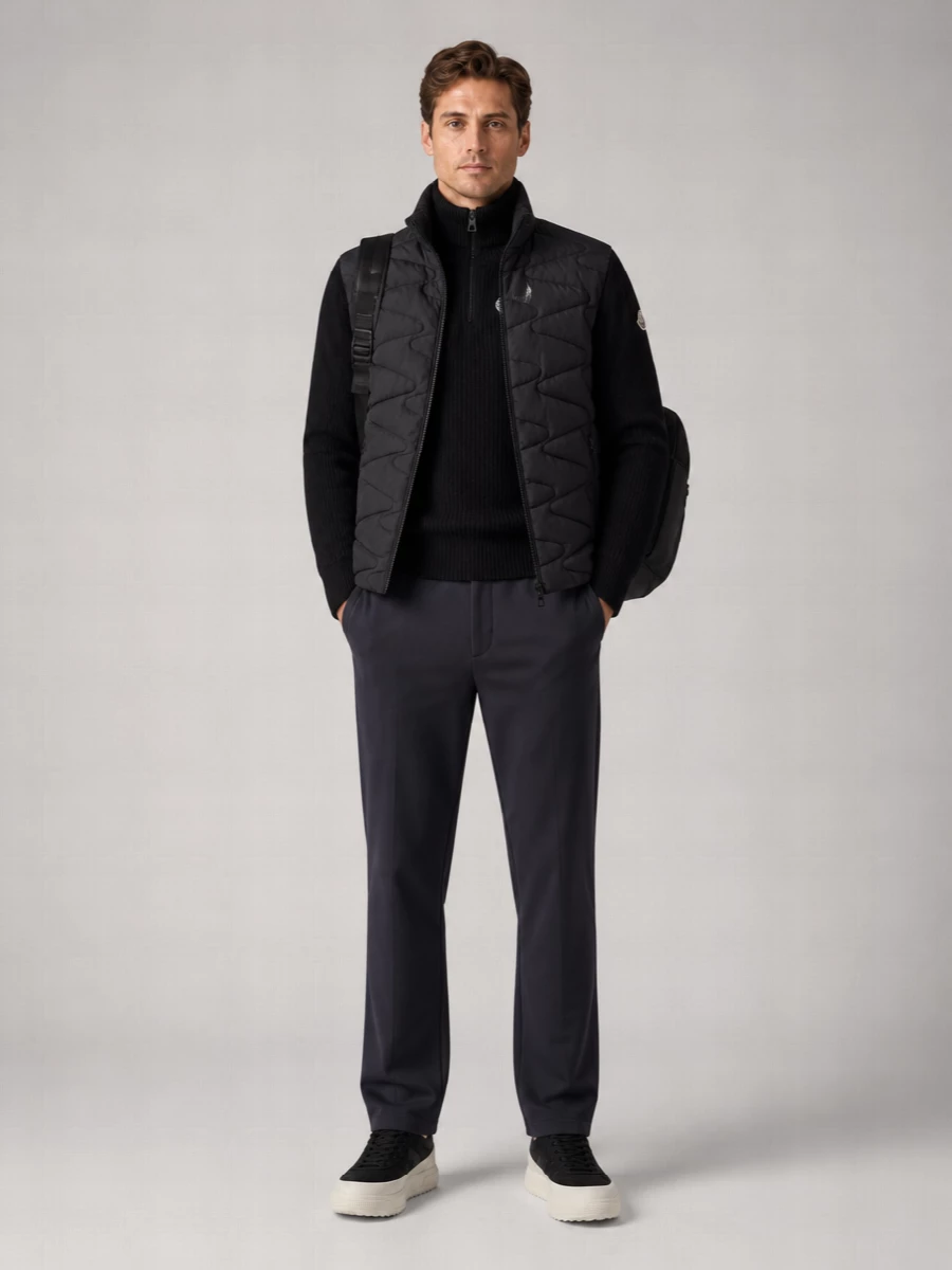Moncler Down Padded Ribbed Zip-Up Cardigan