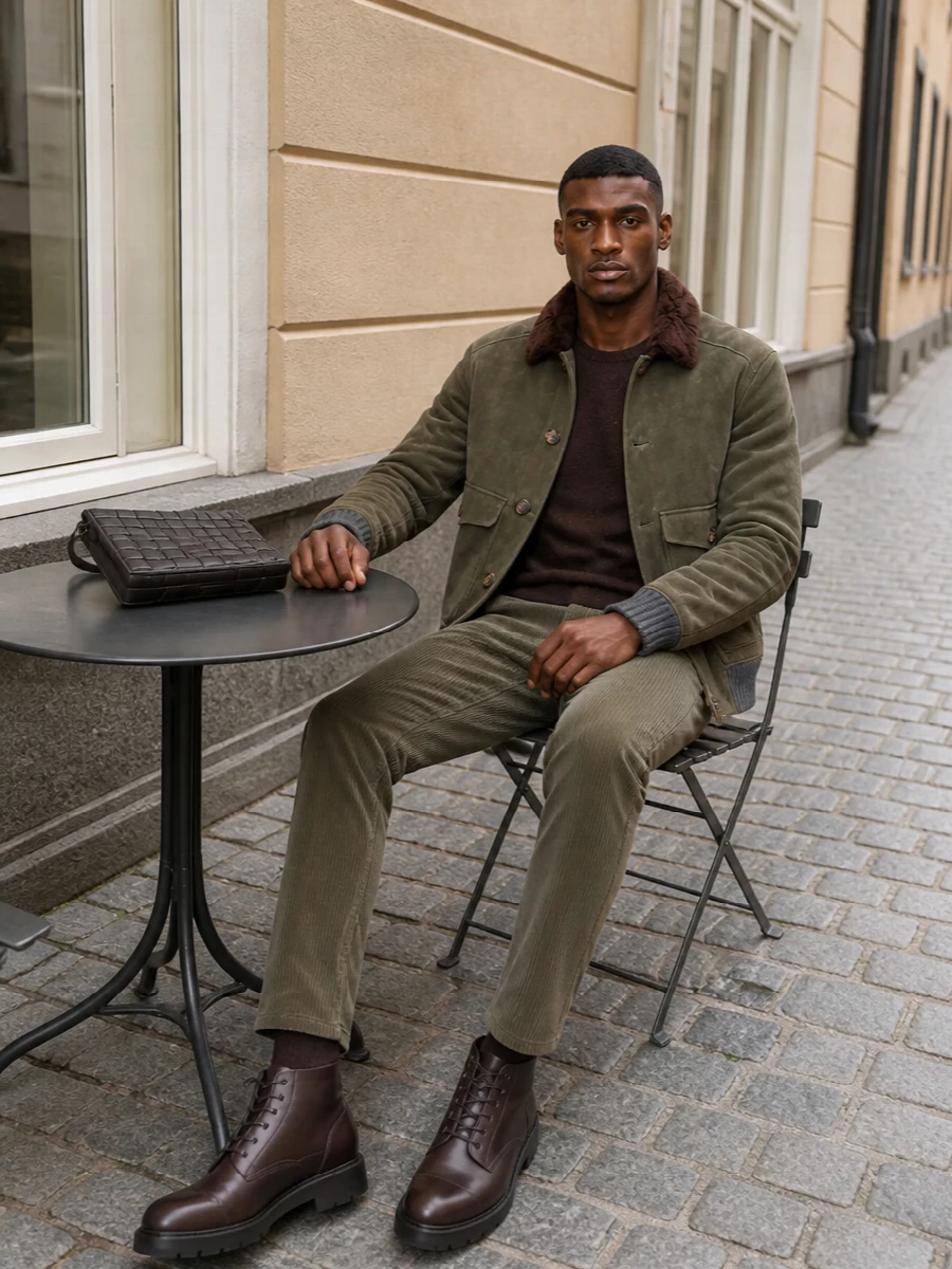 Brunello cucinelli suede bomber corduroy boots