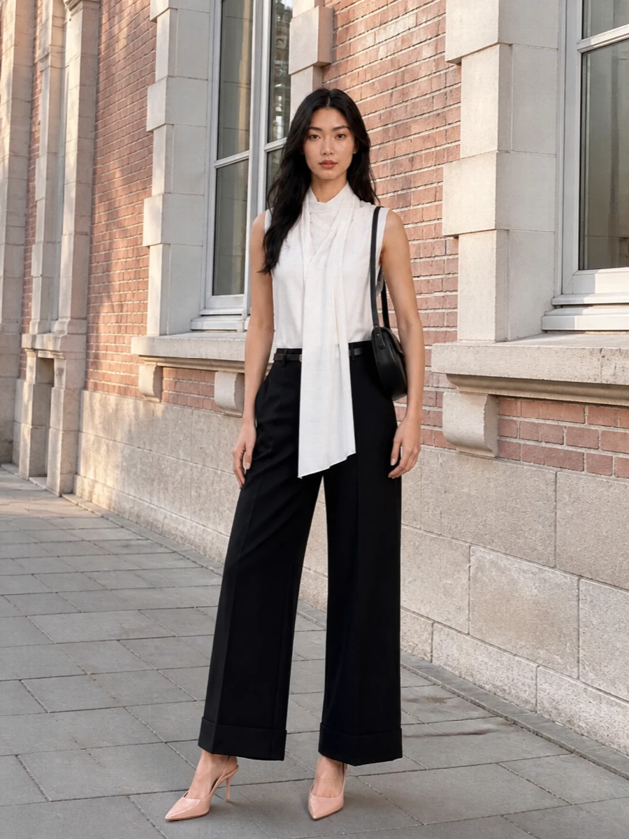 Parosh wide leg trousers draped top slingbacks